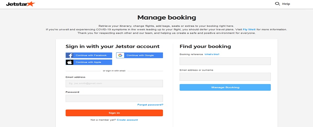 jetstar airways manage booking