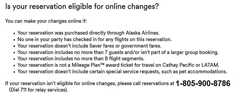 Am I Eligible to change my Alaska Reservation online
